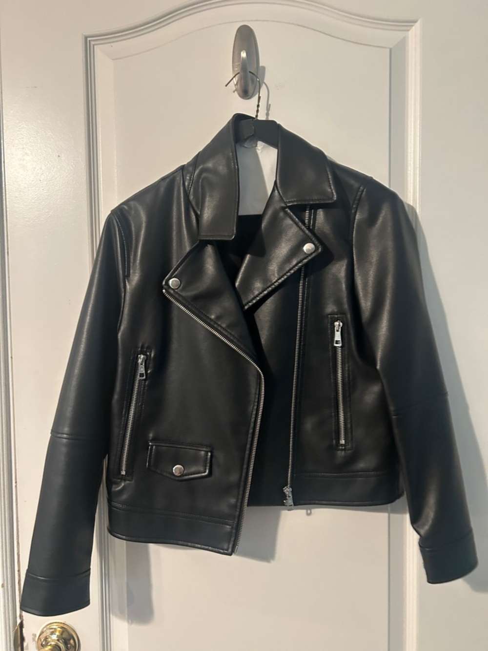 Zara Black Faux Leather Moto Jacket - Women